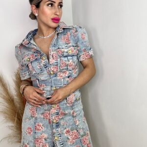 Vestido denim floral