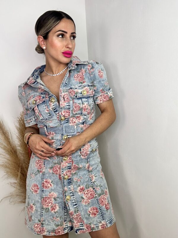 Vestido denim floral