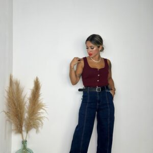 Pantalón vaquero recto pinzas 3253